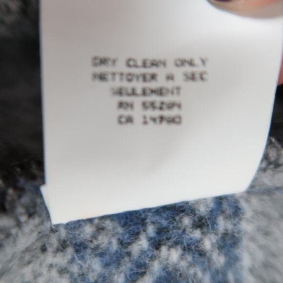 Vintage 90s David Brooks grey and blue polar bear snowflake blanket coat M - Picture 8 of 8